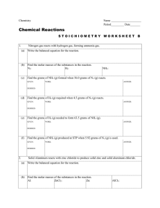 Stoichiometry Worksheet B