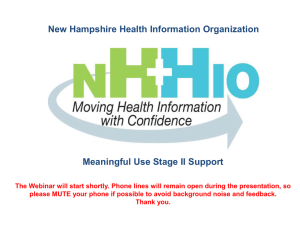 NHHIO and Meaningful Use Stage II