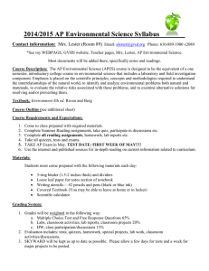 2014/2015 AP Environmental Science Syllabus Contact information