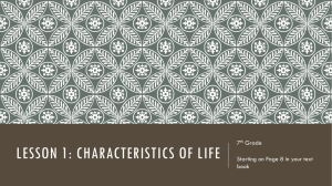 Lesson 1: characteristics of life