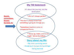 My TIB Statement: Story about my life
