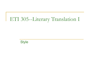 ETI 305--Literary Translation I