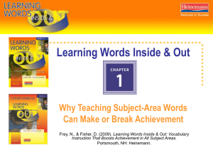 Learning Words Inside and Out: Chapter 1 Why Teaching Subject