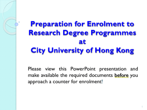 Preparation for Enrolment to Research Degree Programmes at CityU