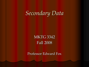 Lecture 5 - Secondary Data