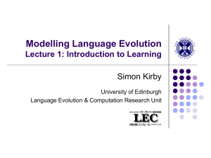 Modelling Language Evolution Lecture 1