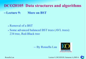 Lecture 9 -- More on BST