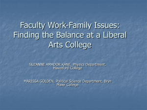Faculty Work-Family Issues: Finding the Balance at a Liberal Arts