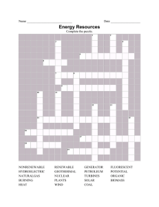 Energy Resource Crossword