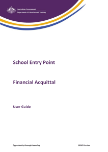 School Entry Point Financial Acquittal