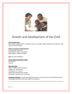 Growth and Development Summary