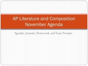 AP Literature and Composition November Agenda