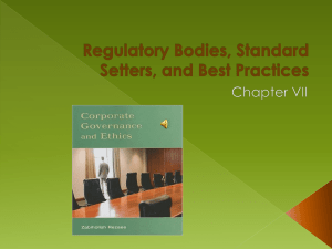 Regulatory Bodies, Standard Setters, and Best Practices