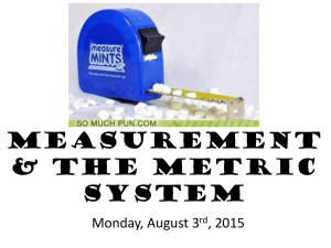 Measurement & The Metric System (8/3)