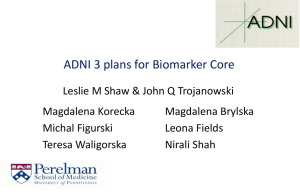 ADNI-3 Biomarker Core - Alzheimer's Association