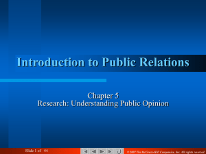 Introduction to Public Relations Public Relations Research