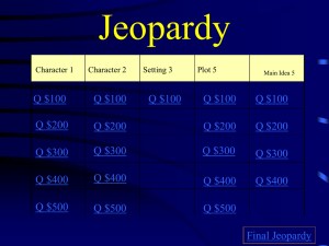 Character and Setting Jeopardy