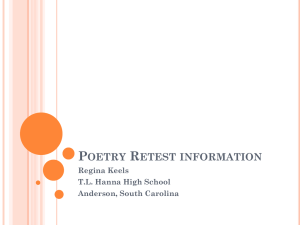 Poetry Retest information Regina Keels TL Hanna High School