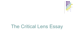 Critical lens essay for a separate peace