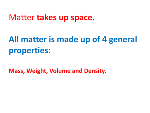 Mass, Weight, Volume and Density.