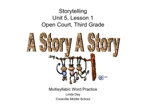 StoryTelling Unit5, Lesson 1 Open Court, Third Grade