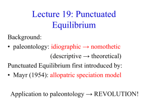 Lecture 19: Punctuated Equilibrium