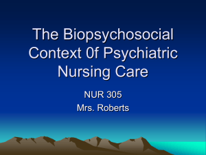 Biopsychosocial Context 0f Psychiatric Nursing Care