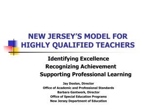 New Jersey's HIGHLY QUALIFIED TEACHERS