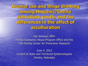 Alcohol use and binge drinking among Hispanic/Latino subcultural