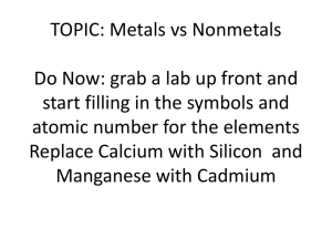 TOPIC: Metals vs Nonmetals Do Now: Take three different crayons