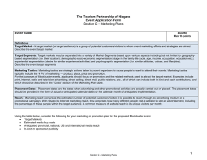 The Tourism Partnership of Niagara Event Application Form Section