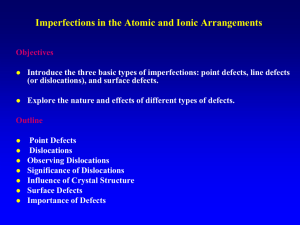 Imperfections in the Atomic and Ionic Arrangements
