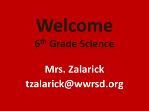 Welcome 6th Grade Science