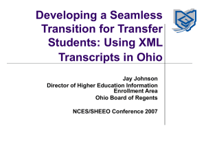 Developing a Seamless Transition for Transfer Students: Using XML