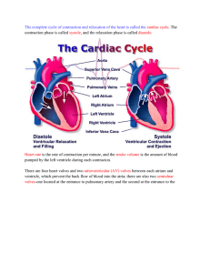 The complete cycle of contraction and relaxation of the heart is