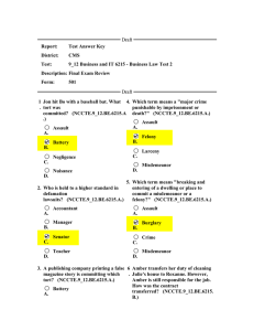 Draft Report: Test Answer Key District: CMS Test: 9_12 Business