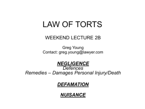 TORTS WEEKEND SCHOOL LECTURE 2