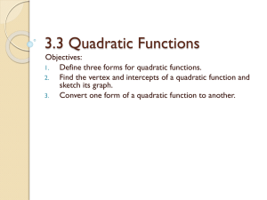 3.3 Quadratic Functions