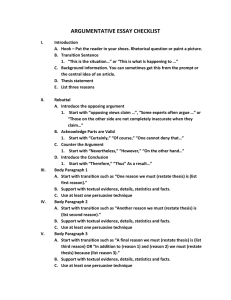 argumentative essay checklist