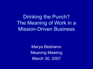 The Meaning of Work in a Mission