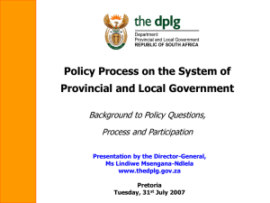 Policy Process on the System of Provincial and Local Government