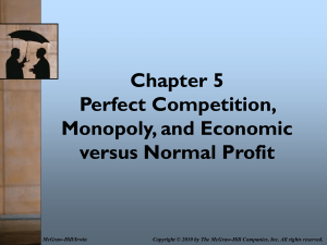 Chapter 6 Perfect Competition, Monopoly and Economic Vs Normal