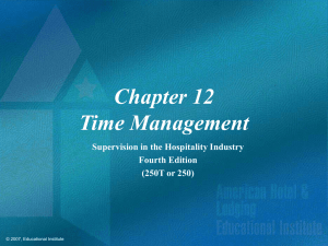 Supervision in the Hospitality Industry Chapter