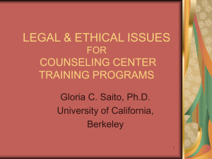 legal & ethical issues for counseling center training