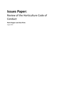 Issues Paper: Horticulture Code of Conduct