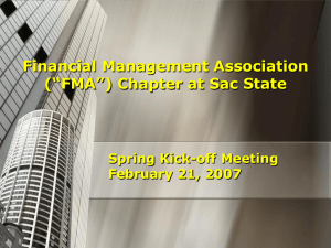 Financial Management Association (“FMA”) Chapter at Sac State