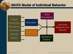 Individual Behavior, Values, and Personality