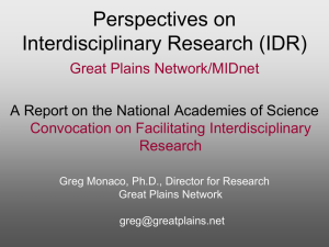 Perspectives on Interdisciplinary Research (IDR)