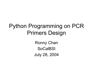 Python Programming on PCR Primers Design