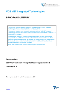 Changes - VCE VET Integrated Technologies * 2016